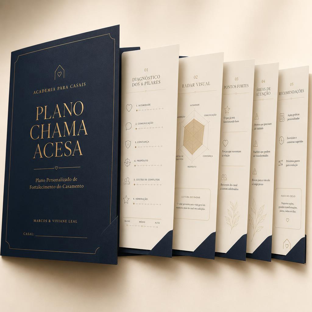 Mockup do Plano Chama Acesa, documento personalizado da Academia para Casais